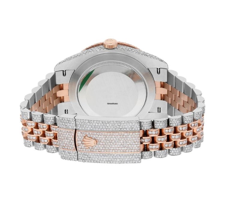 Rolex Datejust 41 41mm 126331 Rose Gold And Stainless Steel Fully Iced Out Watch