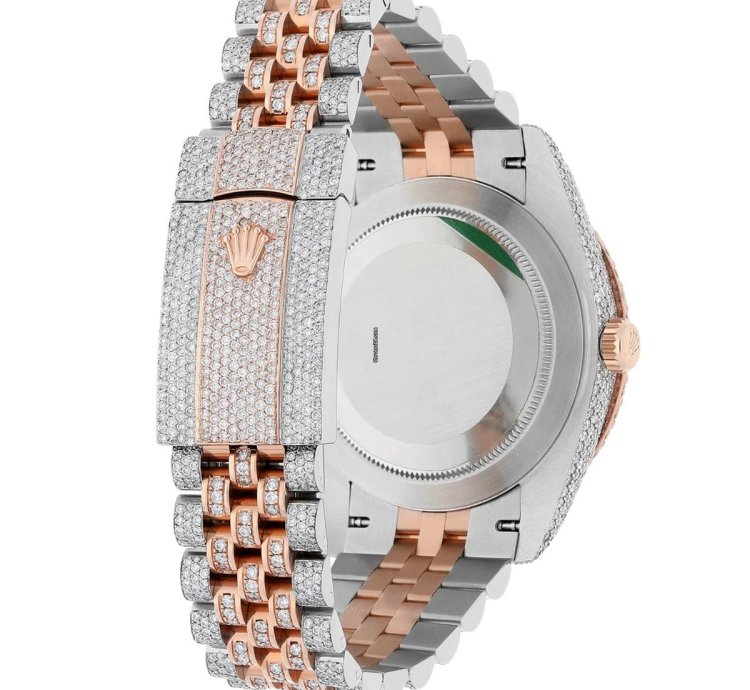 Rolex Datejust 41 41mm 126331 Rose Gold And Stainless Steel Fully Iced Out Watch