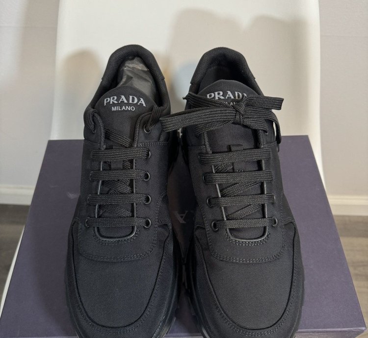 Prada Black Men Fabric Sneakers
