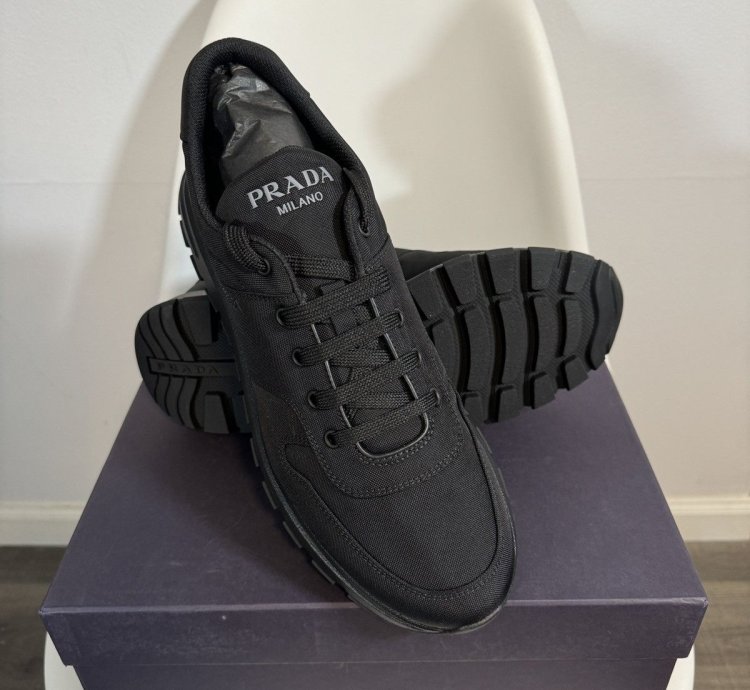 Prada Black Men Fabric Sneakers