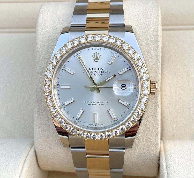 Rolex Datejust 41 41mm Full Set 2023 Unworn Diamanten 126333 Diamond Stahl Gold