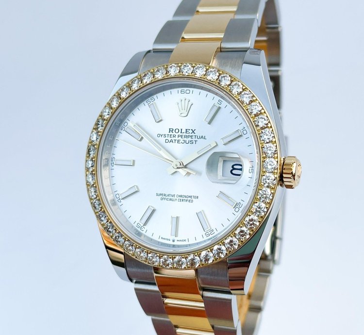 Rolex Datejust 41 41mm Full Set 2023 Unworn Diamanten 126333 Diamond Stahl Gold