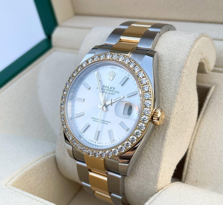 Rolex Datejust 41 41mm Full Set 2023 Unworn Diamanten 126333 Diamond Stahl Gold