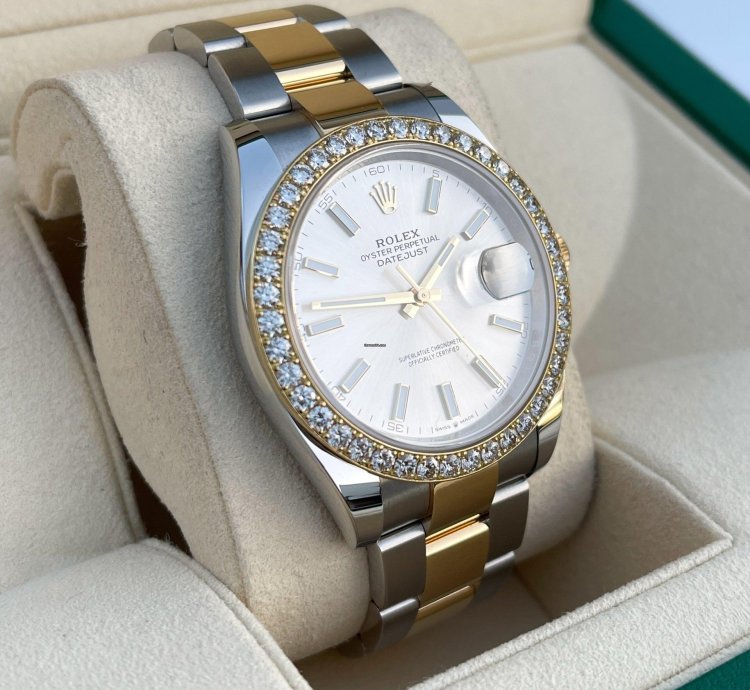 Rolex Datejust 41 41mm Full Set 2023 Unworn Diamanten 126333 Diamond Stahl Gold