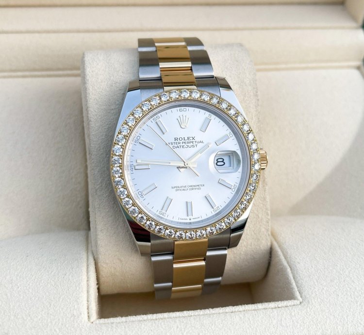 Rolex Datejust 41 41mm Full Set 2023 Unworn Diamanten 126333 Diamond Stahl Gold