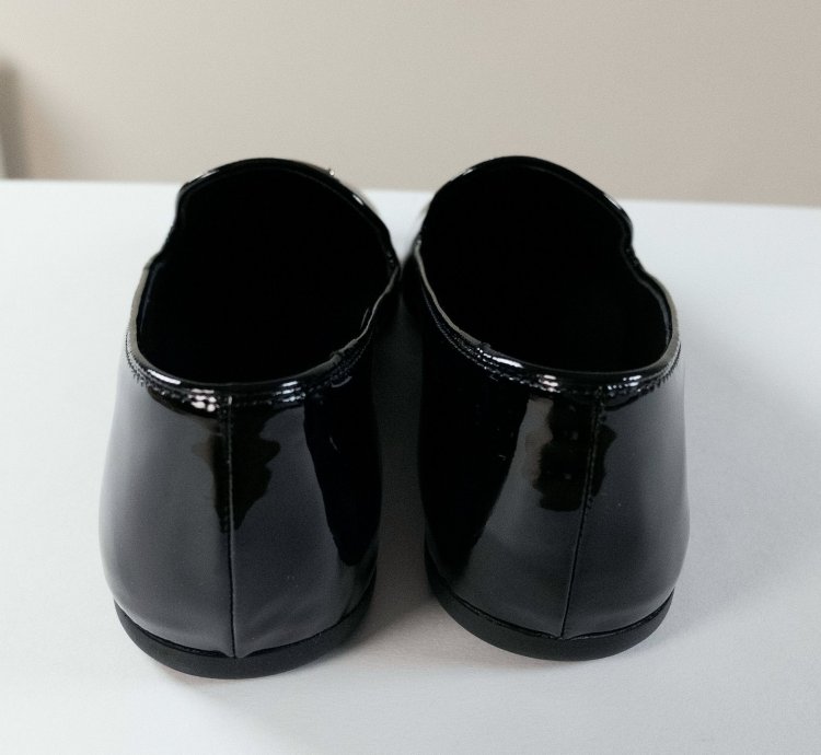 Prada Black Patent Leather Triangle Logo Slippers Flat Shoes