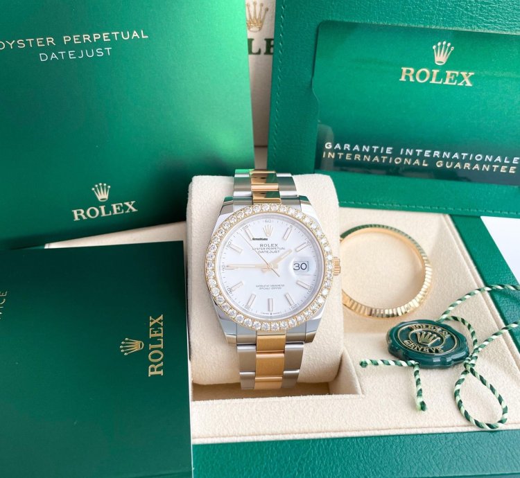 Rolex Datejust 41 41mm Full Set 2023 Unworn Diamanten 126333 Wei Diamond Bezel