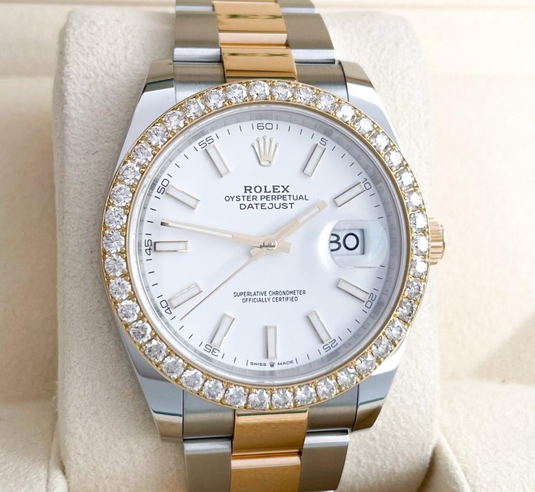 Rolex Datejust 41 41mm Full Set 2023 Unworn Diamanten 126333 Wei Diamond Bezel