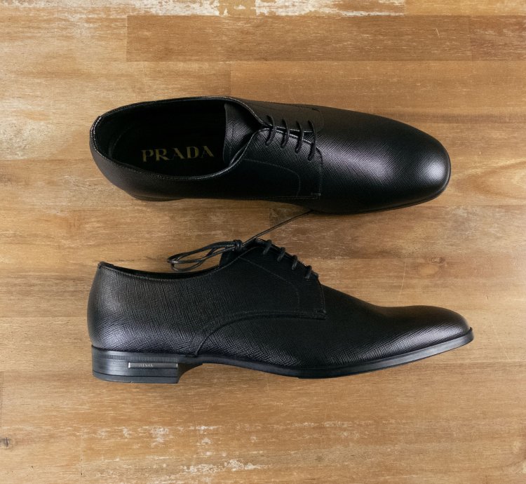 Prada Black Saffiano Leather Formal Oxford Shoes 8 5 41 5