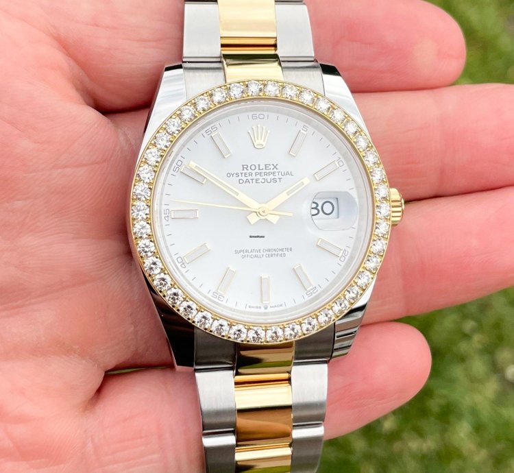 Rolex Datejust 41 41mm Full Set 2023 Unworn Diamanten 126333 Wei Diamond Bezel