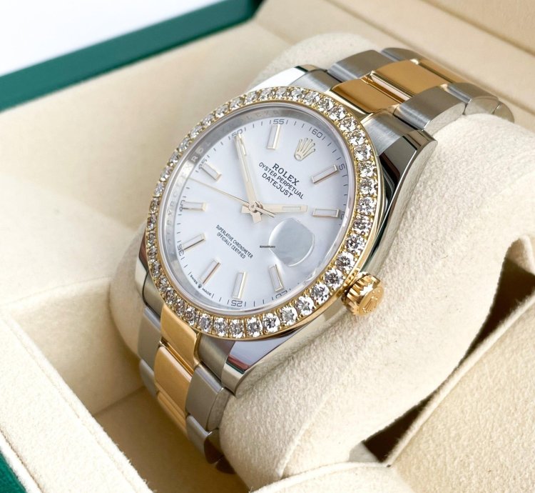 Rolex Datejust 41 41mm Full Set 2023 Unworn Diamanten 126333 Wei Diamond Bezel