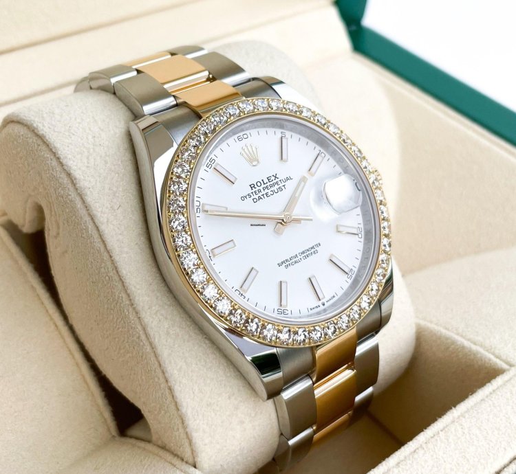 Rolex Datejust 41 41mm Full Set 2023 Unworn Diamanten 126333 Wei Diamond Bezel