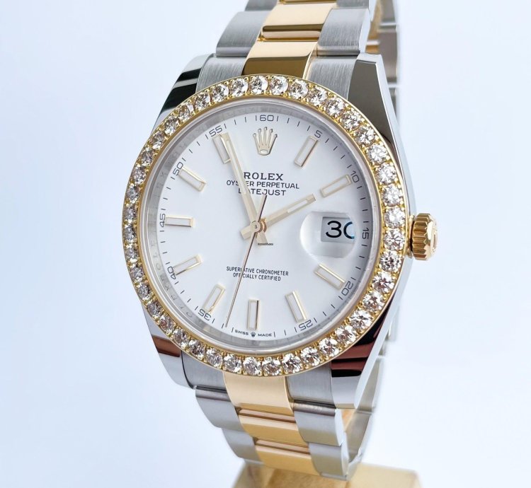 Rolex Datejust 41 41mm Full Set 2023 Unworn Diamanten 126333 Wei Diamond Bezel