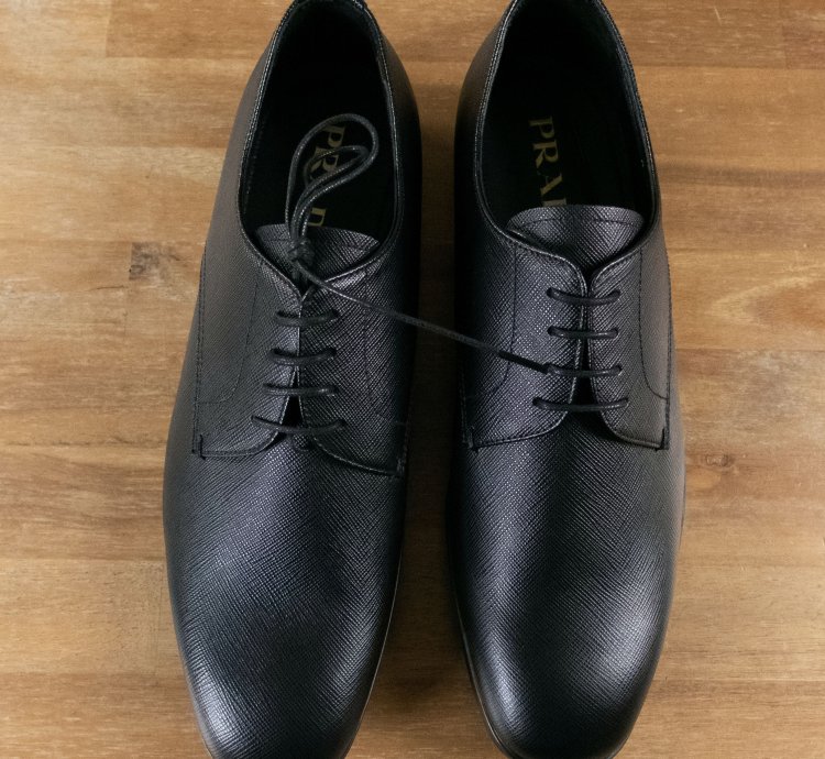 Prada Black Saffiano Leather Formal Oxford Shoes 8 5 41 5