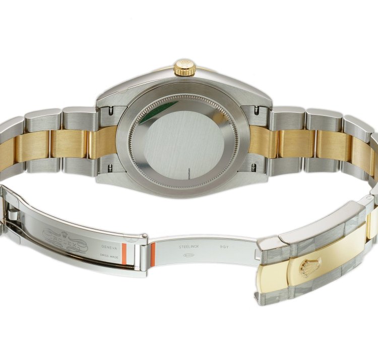 Rolex Datejust 41 41mm Steel Yellow Gold Black Diamond Dial Oyster Bracelet