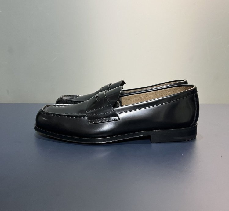 Prada Black Shiny Leather Penny Loafers
