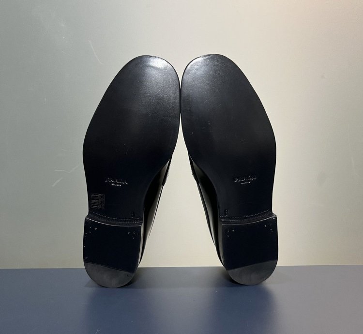 Prada Black Shiny Leather Penny Loafers