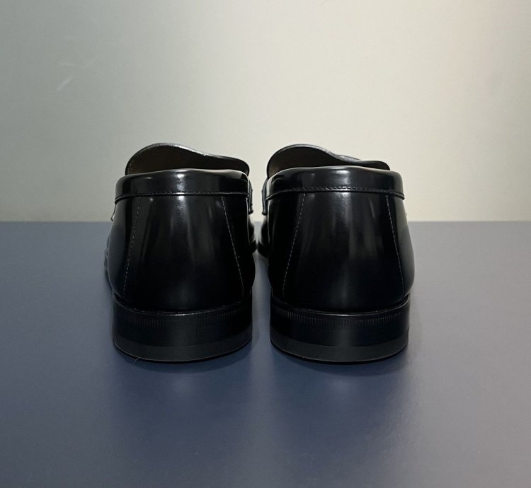 Prada Black Shiny Leather Penny Loafers