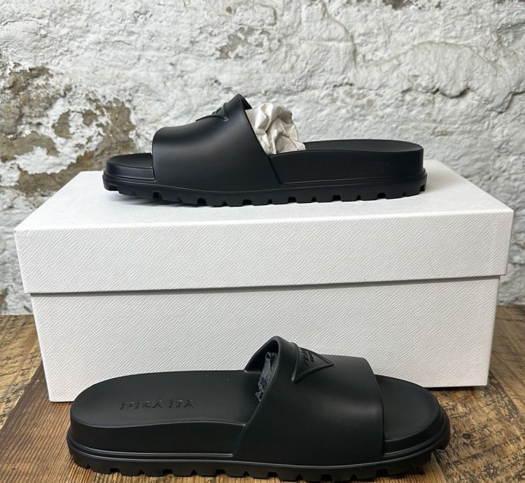 Prada Black Slide Size 7 New