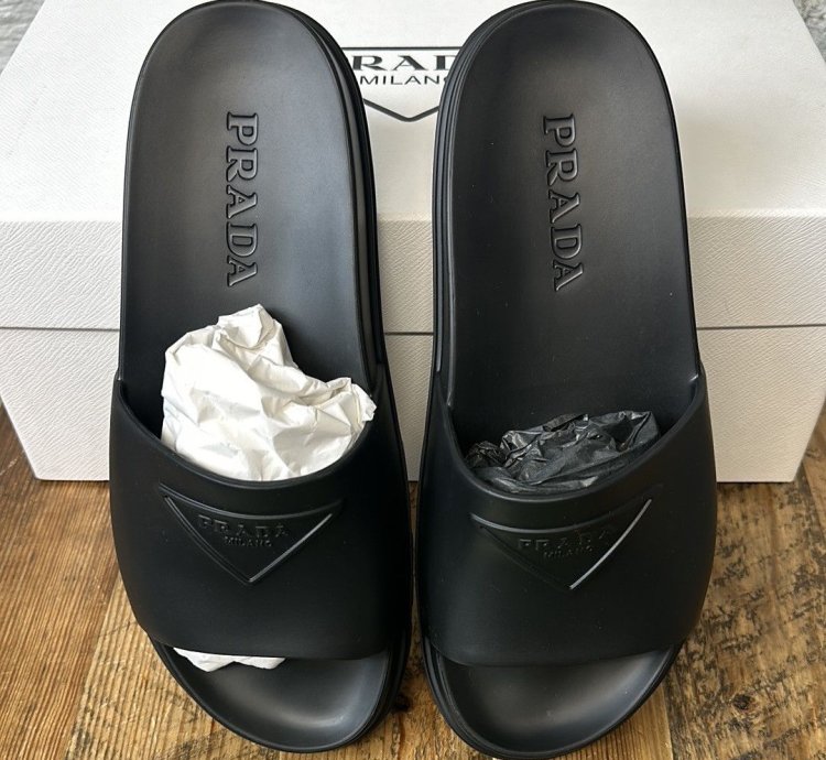 Prada Black Slide Size 7 New