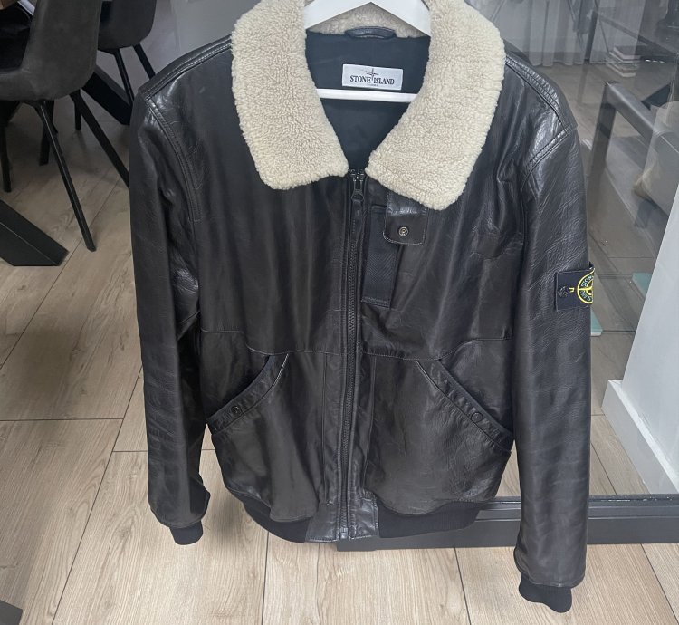 Stone Island Leather Flying Pilot 30th Anniversary Zip Up