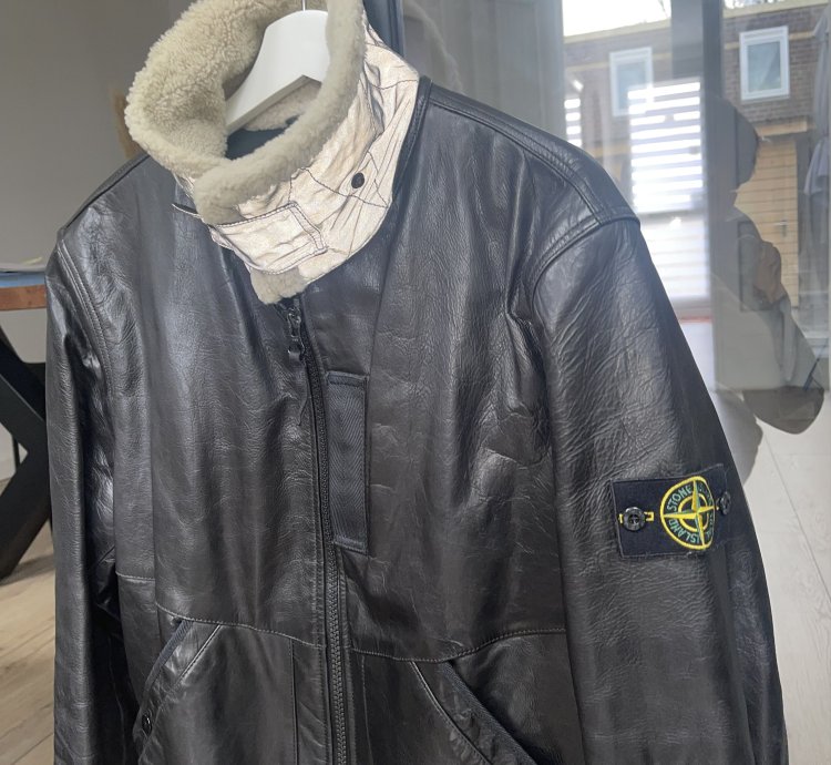 Stone Island Leather Flying Pilot 30th Anniversary Zip Up