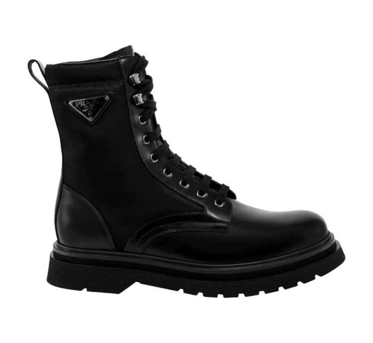 Prada Brushed Leather Combat Boots