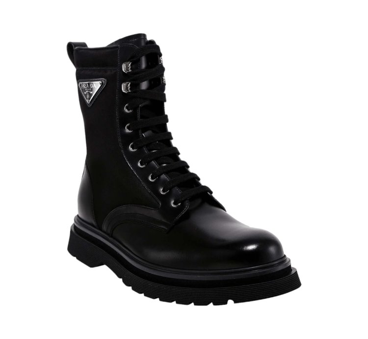Prada Brushed Leather Combat Boots