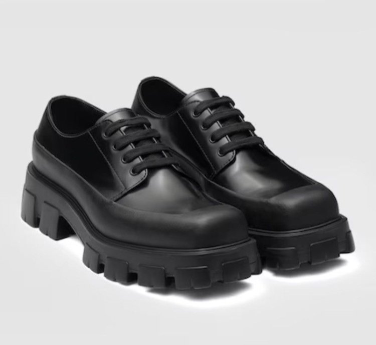 Prada Brushed Leather Lace-up Shoes