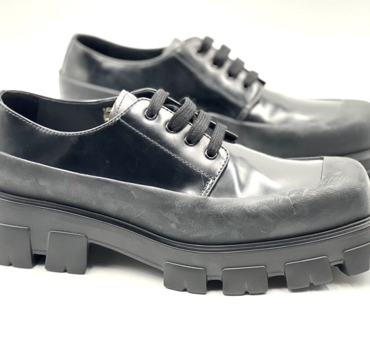 Prada Brushed Leather Lace-up Shoes