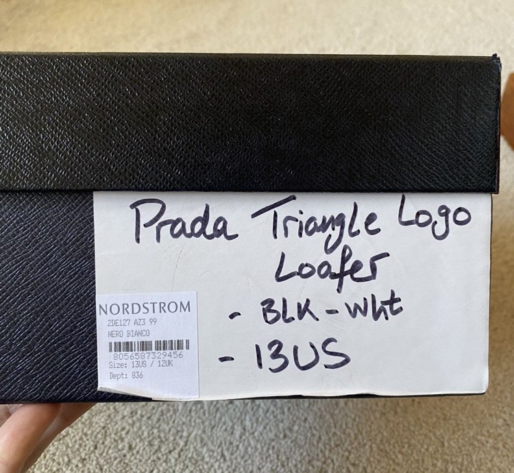 Prada Brushed Leather Logo Loafers Chocolate White