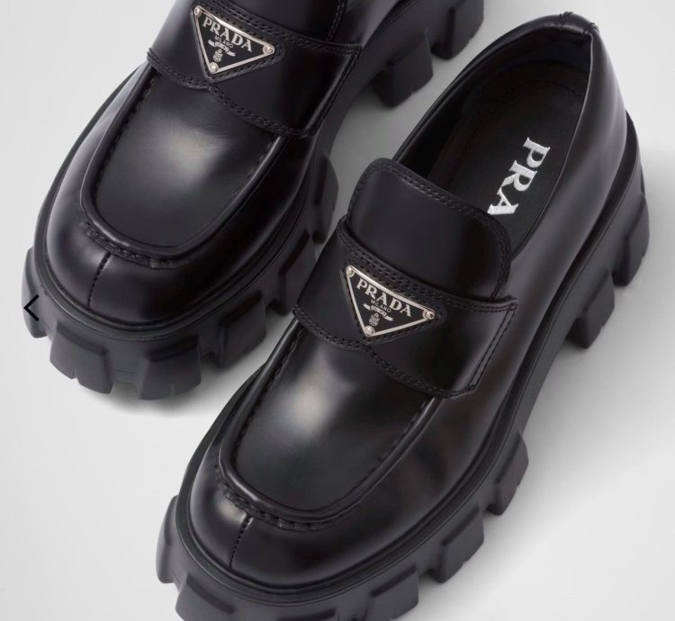 Prada Brushed Leather Monolith Loafers