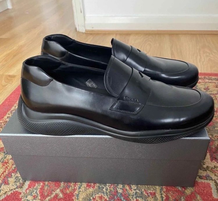 Prada Brushed Leather Sport Loafers