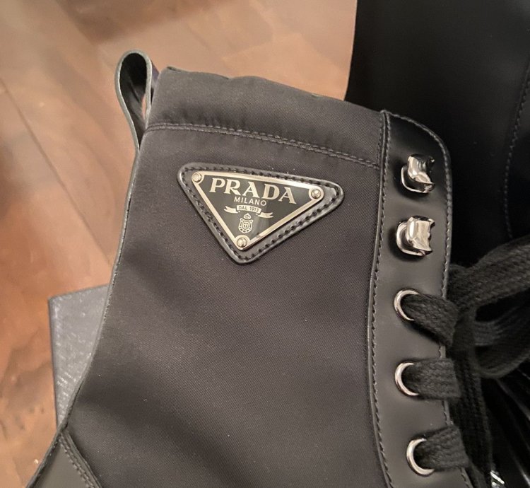 Prada Brushed Rois Leather Nylon Boots 9 5 Us