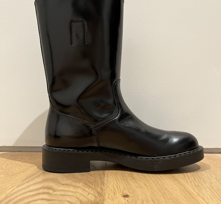 Prada Brushed-finish Mid-calf Boots - Black