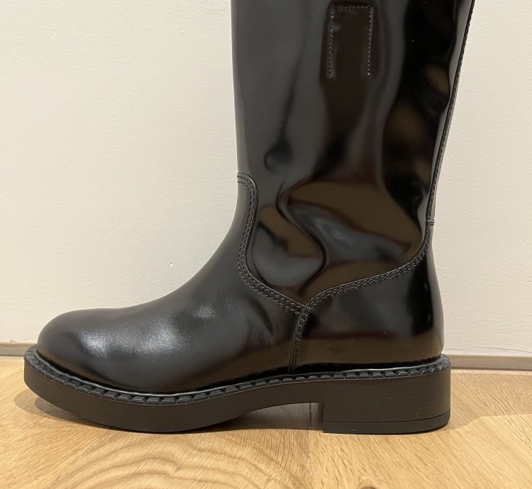 Prada Brushed-finish Mid-calf Boots - Black