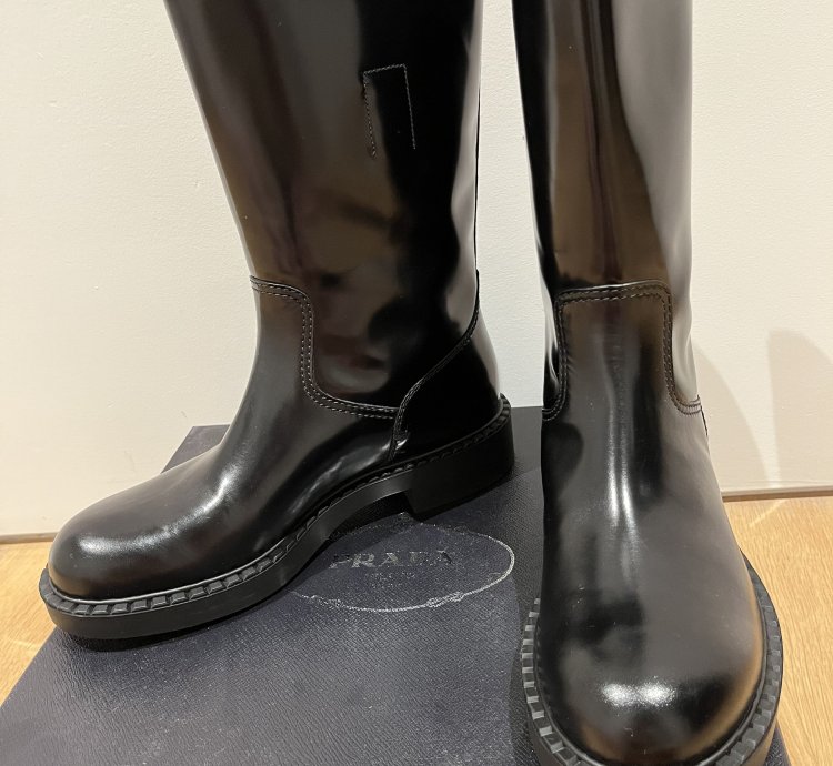 Prada Brushed-finish Mid-calf Boots - Black