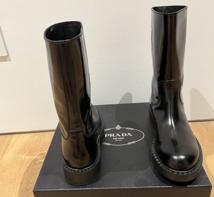 Prada Brushed-finish Mid-calf Boots - Black