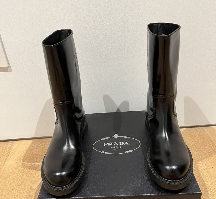 Prada Brushed-finish Mid-calf Boots - Black