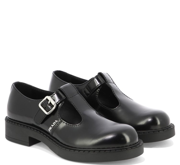 Prada Brushed-leather Mary Jane -strap Shoes Size Uk 7