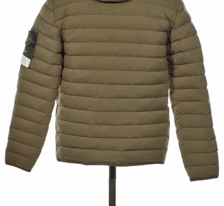 Stone Island Loom Woven Hooded Down Jacket Military Green