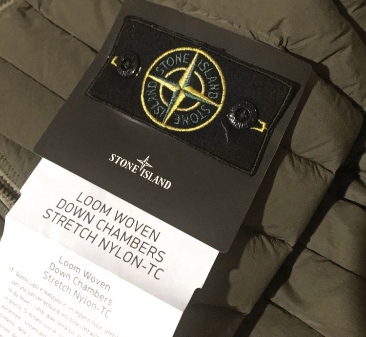 Stone Island Loom Woven Hooded Down Jacket Military Green