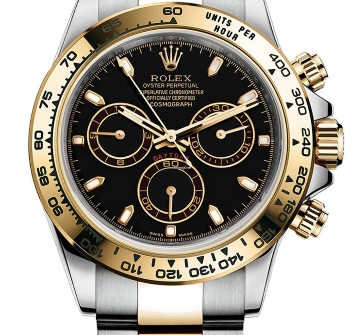 Rolex Daytona 116503 Daytona Black Index Dial Two Tone Yellow Oyster Bracelets 40mm
