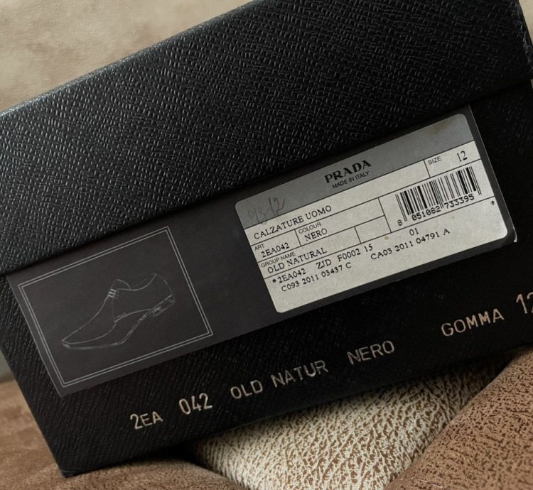 Prada Calzature Uomo Old Natur Nero Leather Derby