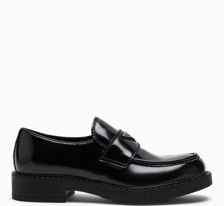 Prada Chocolate Loafer In Black Brushed Leather