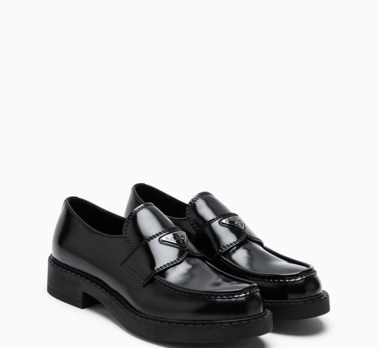 Prada Chocolate Loafer In Black Brushed Leather