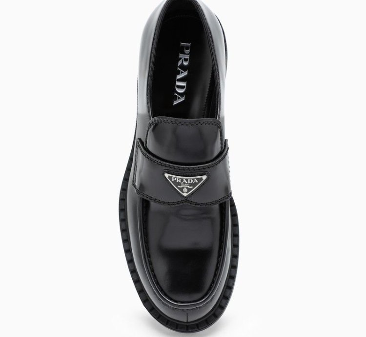 Prada Chocolate Loafer In Black Brushed Leather