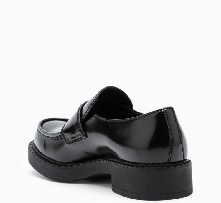 Prada Chocolate Loafer In Black Brushed Leather