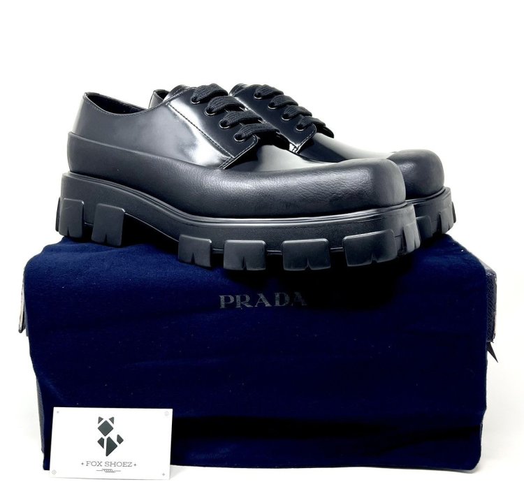 Prada Chunky Monolith Derby Shoes Brushed Leather