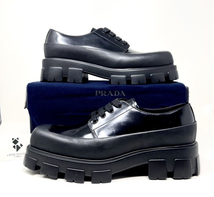 Prada Chunky Monolith Derby Shoes Brushed Leather
